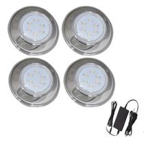 Kit 4 Refletor Hiper Led 9W Branco Inox 316 E Fonte Kit 4 Refletor Hiper Led 9W Branco Inox 316 E Fonte