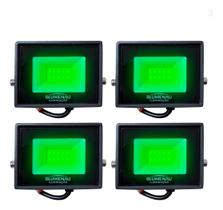 Kit 4 Refletor Holofote 10w Luz Verde A Prova De Agua Decoração Jardim IP66 Bivolt - Agoralux