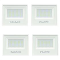 Kit 4 Refletor Holofote De Led 50w Branco Frio 6500k Branco 110/220v Kit 4 Refletor Holofote De Led 50w Branco Frio 6500k Branco 110/220v