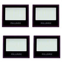Kit 4 Refletor Holofote De Led 50w Branco Frio 6500k Preto 110/220v Kit 4 Refletor Holofote De Led 50w Branco Frio 6500k Preto 110/220v