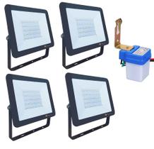 Kit 4 Refletor LED 100w e Sensor Fotocélula Noite Externo IP Kit 4 Refletor LED 100w e Sensor Fotocélula Noite Externo IP