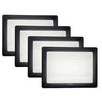 Kit 4 Refletor Led 200w Holofote Bivolt 6500k Externo Jardim Ip67