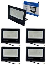 Kit 4 Refletor Led 400w Prova Dágua Holofote Branco Frio