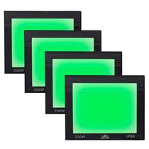 Kit 4 Refletor Led Holofote 200w SMD Verde Bivolt Resistente a água Ideal para Jardim Gramado Ornamental Eventos Casa de Shows