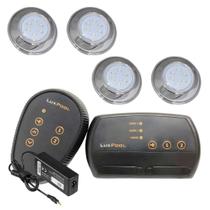 Kit 4 Refletor LED Piscina RGB 9W Inox + Central Compacta. Kit 4 Refletor LED Piscina RGB 9W Inox + Central Compacta.