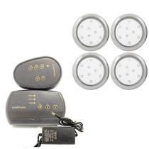 Kit 4 Refletor LED Piscina RGB 9W Inox + Central Compacta
