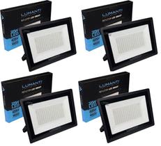 Kit 4 Refletor LED retangular IP66 200W 3000k quente LUMANTI
