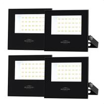 Kit 4 Refletor LED Slim 50W 4100K Neutro Suave IP65 Preto Bivolt Blumenau Iluminação Kit 4 Refletor LED Slim 50W 4100K Neutro Suave IP65 Preto Bivolt Blumenau Iluminação