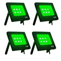 Kit 4 refletor led vd 20 - 20w verde