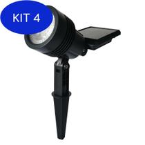 Kit 4 Refletor Luminária Solar Spot 8W Espeto Jardim Led