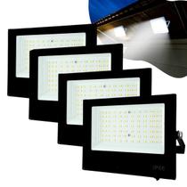 Kit 4 Refletores Led 100w Holofote Bivolt Prova D'água Branco Frio