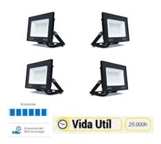 Kit 4 Refletores Led 100w Prova Dágua Ip66 Holofote 6500k