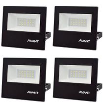 Kit 4 Refletores LED Branco Avant em Alumínio SLIM-20 Bivolt de Sobrepor 6500K - CÓD 259201375