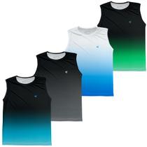 Kit 4 Regata Camiseta Cavada Masculina Academia Dry Fitness Protecao UV Secagem rapida Musculacao Tr
