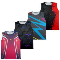 Kit 4 Regata Masculina Academia Pro Fit Estampada Camiseta Musculacao Corrida Fitness Funcional