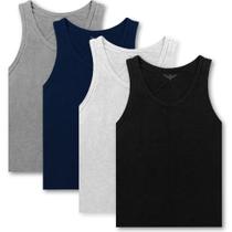 Kit 4 Regata Masculina Camisetas de Treino Academia Básica Lisa 100% Algodão