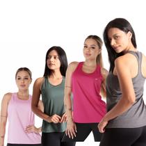 Kit 4 Regatas Feminina Mesh Dry Fit Fitness Sortido