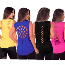 Kit 4 Regatas Feminina Nadador Musculação Academia Fitness Blusa Regatinha alça Camiseta de malhar Kit 4 Regatas Feminina Nadador Musculação Academia Fitness Blusa Regatinha alça Camiseta de malhar