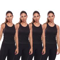 Kit 4 Regatas Nadador Canelada Feminina Lisa Blusa Blusinha Básica Treino Academia