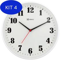 Kit 4 Relógio de Parede 26 cm Branco tic-tac Herweg
