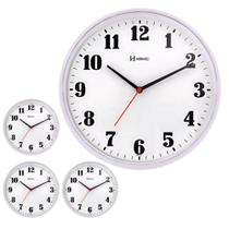 Kit 4 Relógio de Parede Analógico Branco Tic Tac Sala Herweg