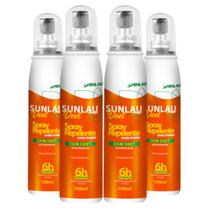 Kit 4 Repelentes contra insetos Sunlau com Deet 15% em Spray e proteção de 6h com 100ml