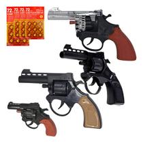 Kit 4 Revólveres Arminha De Espoleta + 4 Cartelas 72 Shots Kit 4 Revólveres Arminha De Espoleta + 4 Cartelas 72 Shots
