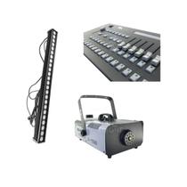 Kit 4 Ribalta Pixel + Maquina De Fumaça + Mesa Controladora