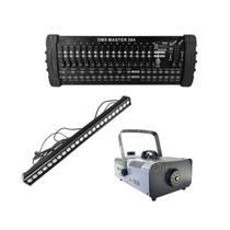 Kit 4 Ribalta Pixel + Maquina De Fumaça + Mesa Controladora