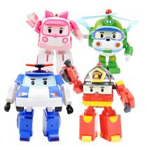 Kit 4 Robocar Poli Transformação Carros Brinquedos Figuras