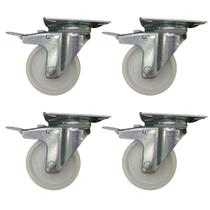 Kit 4 Roda Rodízio Giratório 4" Carga Com Freio Trava Total