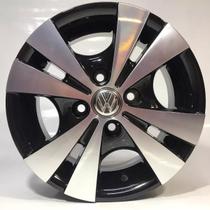 Kit 4 Rodas Aro 13 4x100 Cata Vento VW Gol Saveiro Parati Cor Preto Diamantado Krmai R39