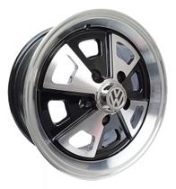 Kit 4 Rodas Aro 14x6 Vw Kombi 5x112 R84 Preto Diamantado