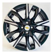 Kit 4 Rodas Aro 17x7 4x100 Tracker Preta Diamantada Krmai S24
