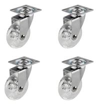 Kit 4 Rodas Giratórias De Pu 2 Polegadas Cristal Até 30kg Branco Kit 4 Rodas Giratórias De Pu 2 Polegadas Cristal Até 30kg Branco