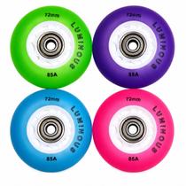 Kit 4 Rodas Led Patins Inline 72mm 85A Com Rolamento Kit 4 Rodas Led Patins Inline 72mm 85A Com Rolamento