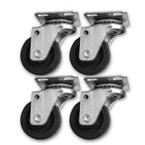 Kit 4 Rodas Placa Girat s Trava p Móvel 2Pol Borracha 50kg