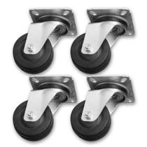 Kit 4 Rodas Placa Girat s Trava p Móvel 3Pol Borracha 75Kg Kit 4 Rodas Placa Girat s Trava p Móvel 3Pol Borracha 75Kg