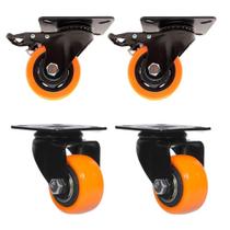 Kit 4 Rodas Rodinhas Giratórias Reforçada 40mm 1,5 Pol Com Trava