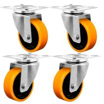 Kit 4 Rodinha Com Base Borracha Forte Peso 170kg