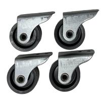 Kit 4 Rodinha Fixa Mini Rodízio Roda Preto Móveis Bicama