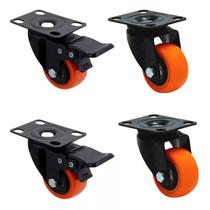 Kit 4 Rodinha Rodízio Reforçada Com E Sem Trava 50mm 2 Pol