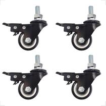 Kit 4 Rodinha Rodízio Roda Espiga Parafuso Com Trava 400kg