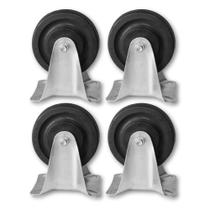 Kit 4 Rodinhas 10cm Borracha 4 Polegadas c/ Placa Fixa Kit 4 Rodinhas 10cm Borracha 4 Polegadas c/ Placa Fixa