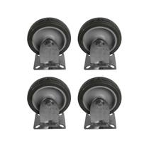 Kit 4 Rodinhas 12cm Plástico BP 5 Polegadas c/ Placa Fixa Kit 4 Rodinhas 12cm Plástico BP 5 Polegadas c/ Placa Fixa