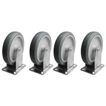 Kit 4 Rodinhas 15cm Plástico BP 6 Polegadas c/ Placa Fixa