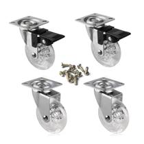 Kit 4 Rodinhas 50mm Silicone Gel 2 Com / 2 Sem Trava