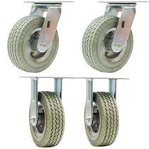 Kit 4 Rodinhas Giratórias E Fixas 6x2 Pu Maciço 280kg 6pol Não Fura