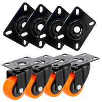 Kit 4 Rodinhas Giratórios Reforçados 40mm sem Trava Capacidade 100kg por Roda, Silenciosos e Anti-risco Rodizio