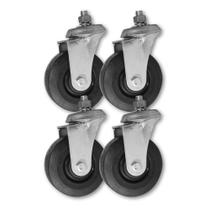Kit 4 Rodinhas p Móveis 4 Pol Borracha s Freio c Pfuso Girat